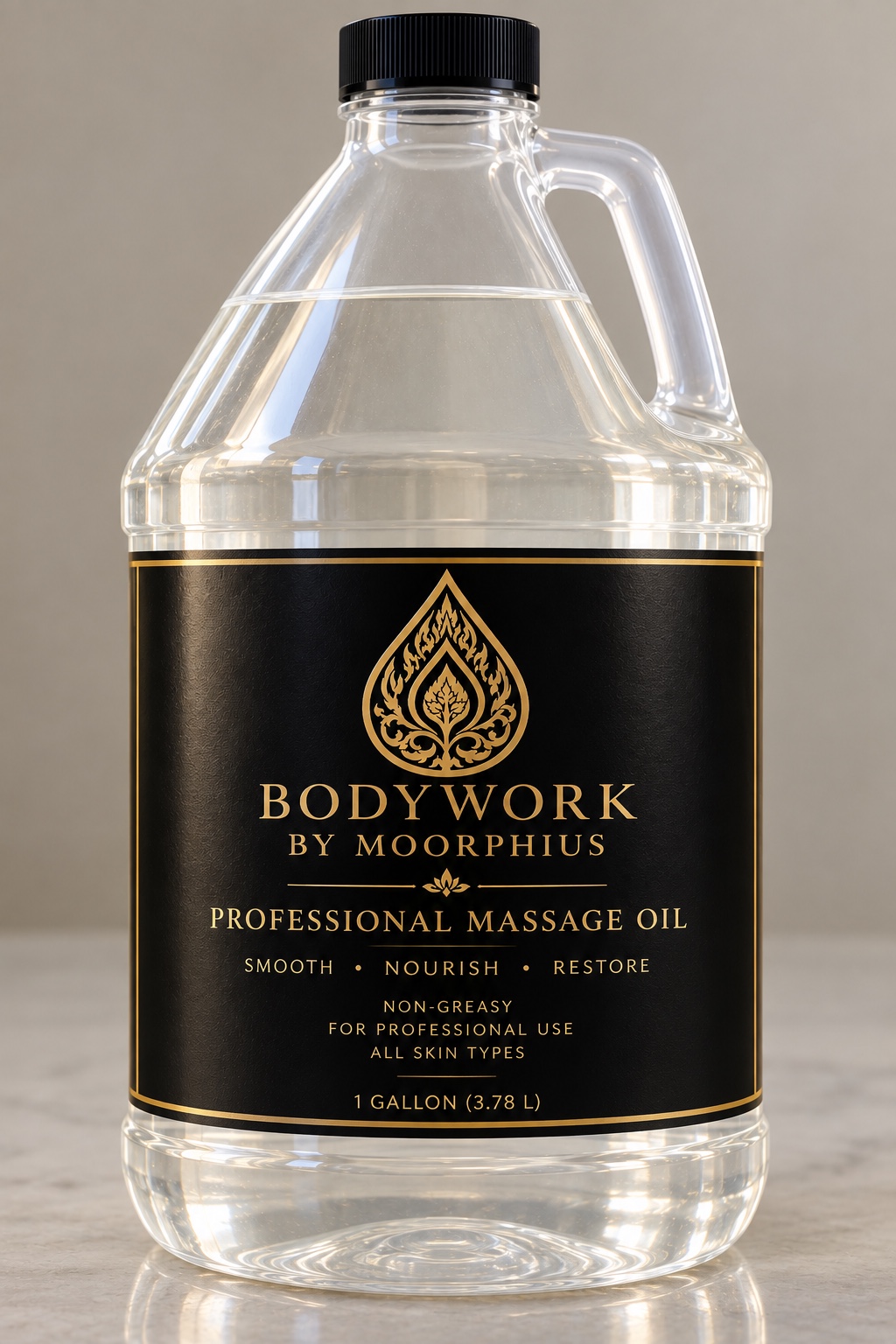 One-gallon Bodywork by Moorphius professional massage oil